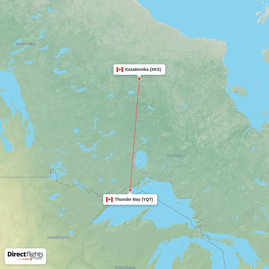 XKS - YQT route map