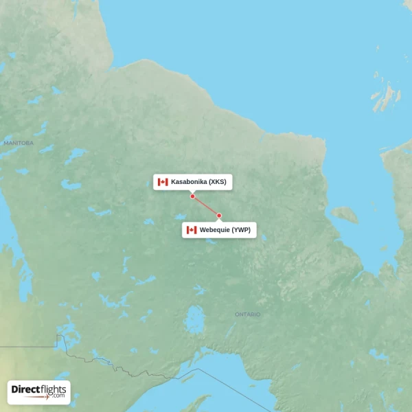 Kasabonika - Webequie direct flight map