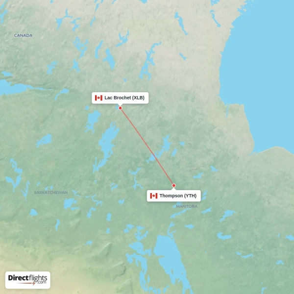 Lac Brochet - Thompson direct flight map