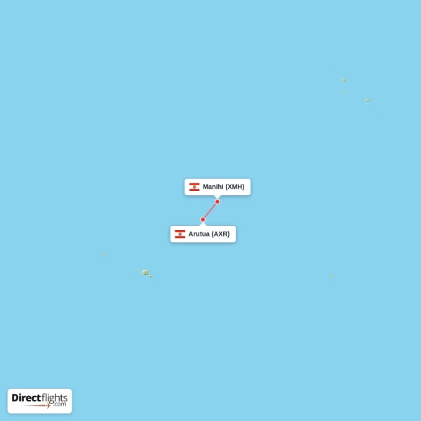 Manihi - Arutua direct flight map