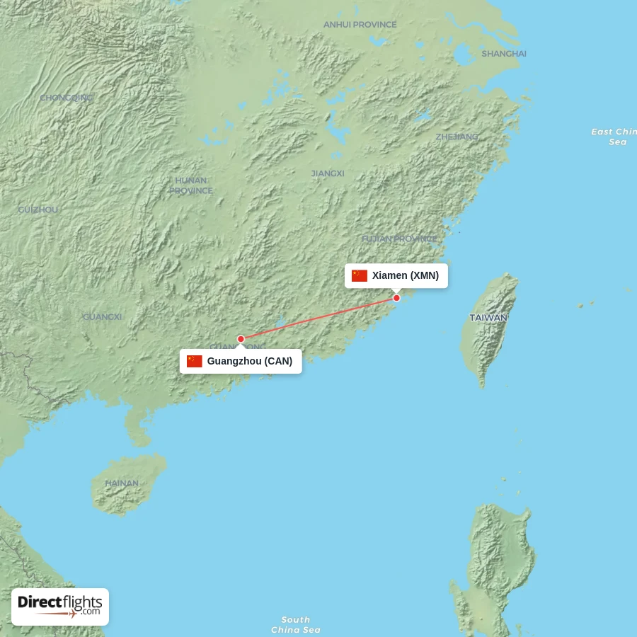 XMN - CAN route map