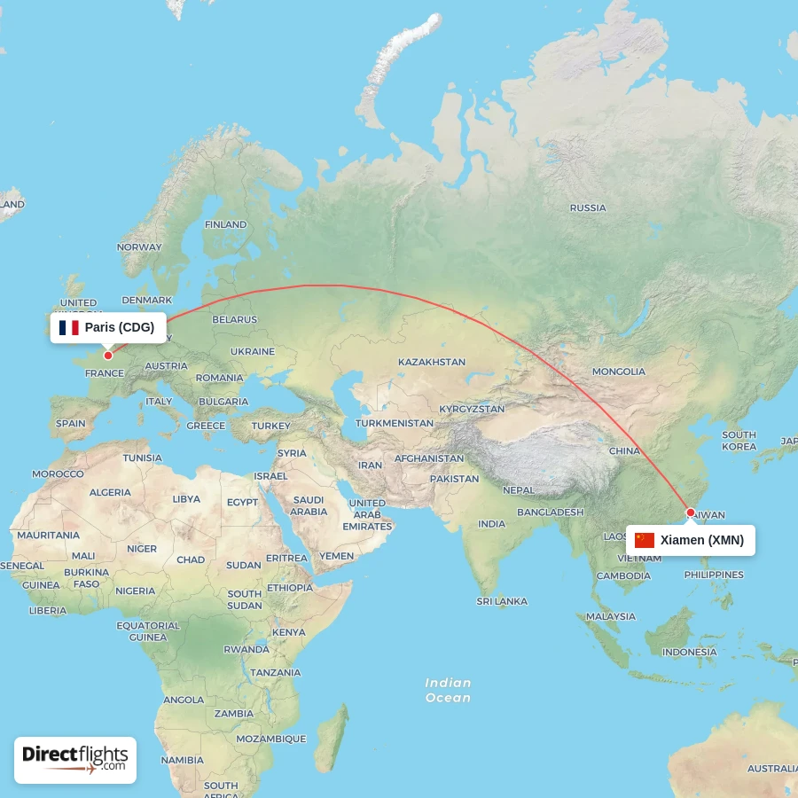 XMN - CDG route map