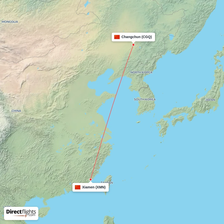XMN - CGQ route map