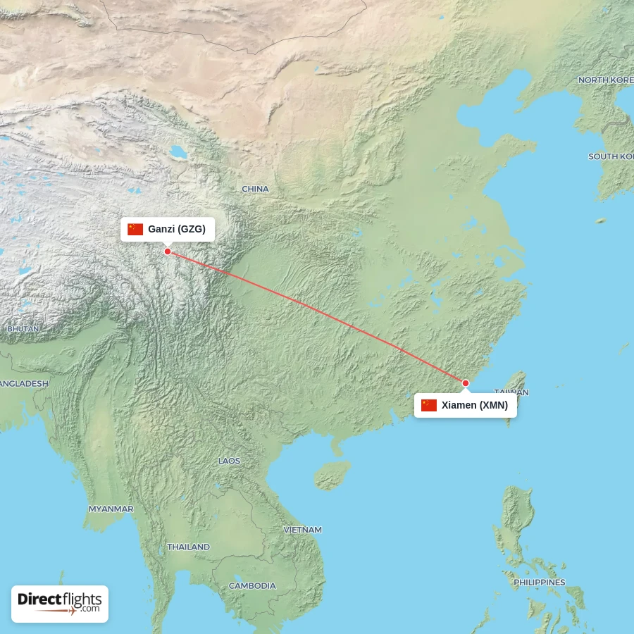 XMN - GZG route map