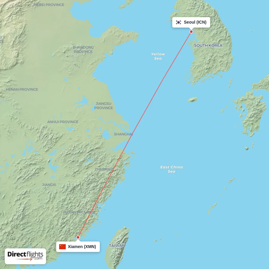 XMN - ICN route map