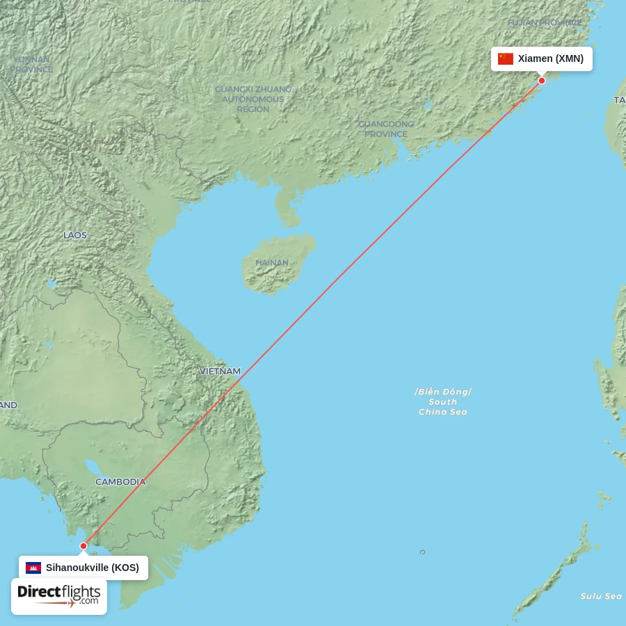 XMN - KOS route map