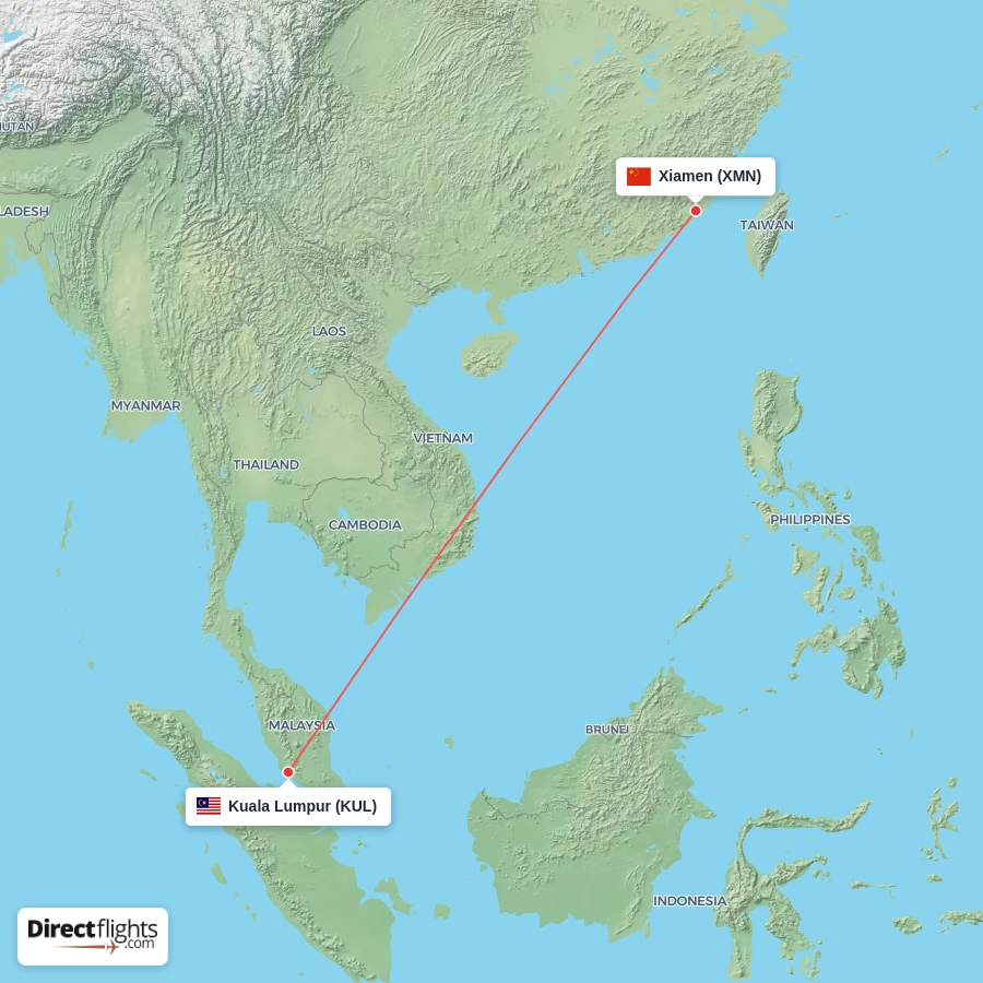 XMN - KUL route map