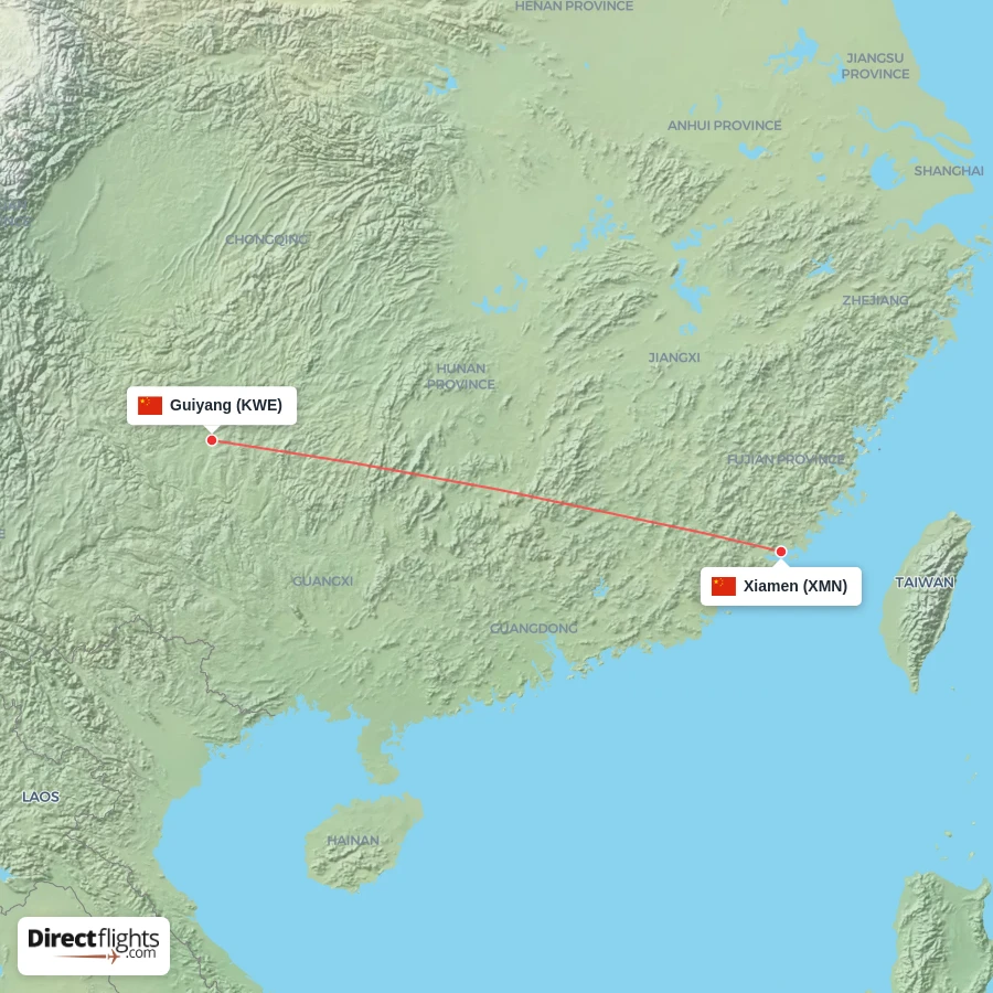 XMN - KWE route map