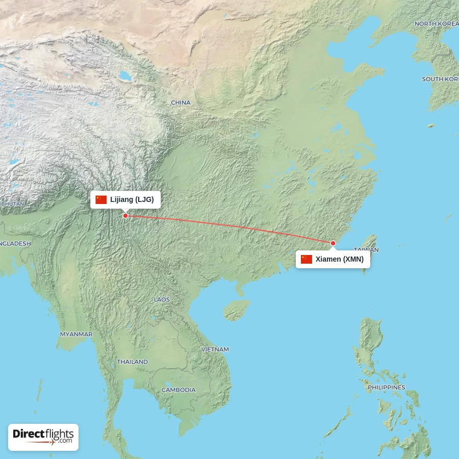 XMN - LJG route map