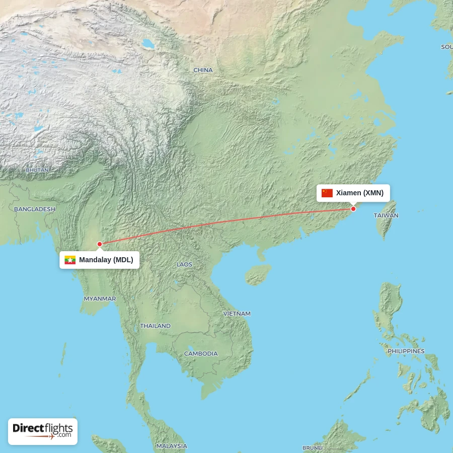 XMN - MDL route map