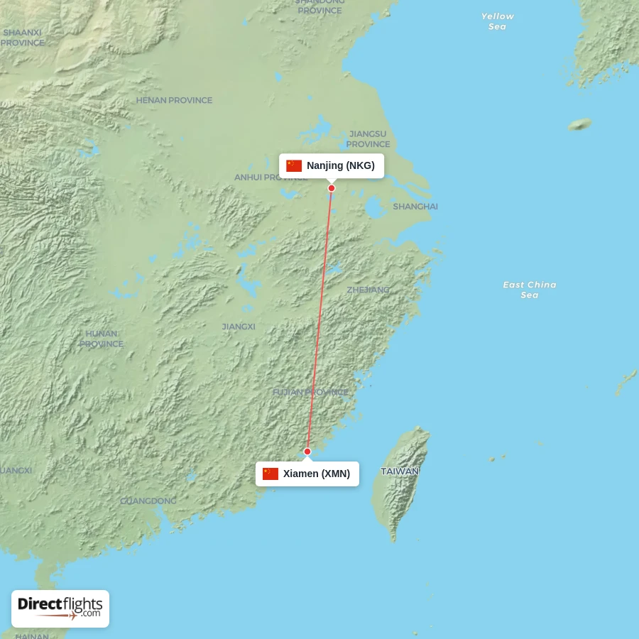 XMN - NKG route map