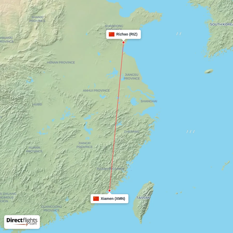 XMN - RIZ route map