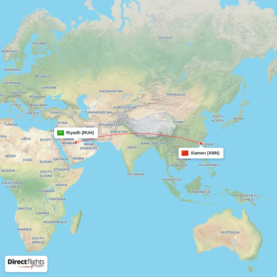 XMN - RUH route map