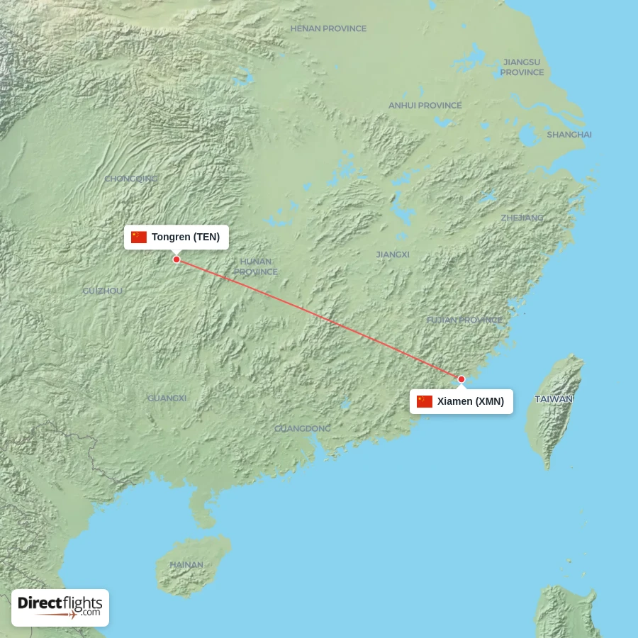 XMN - TEN route map