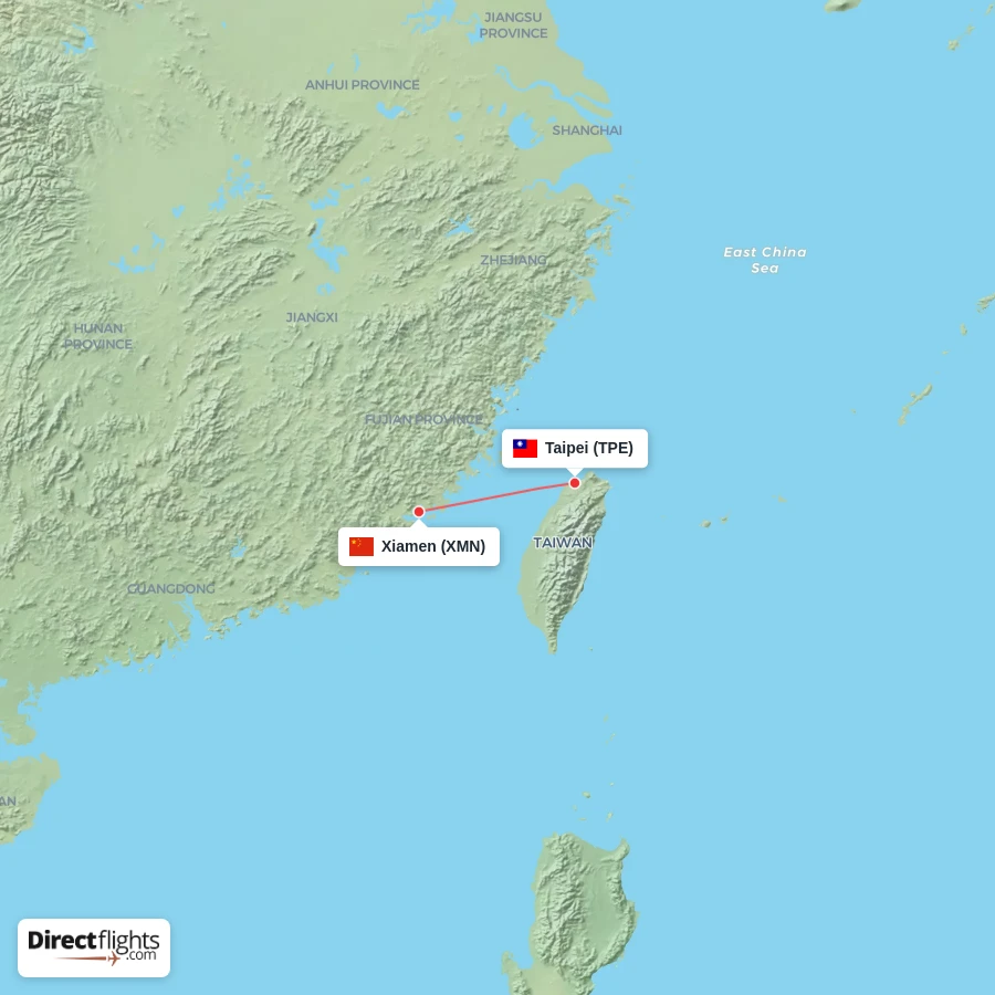 XMN - TPE route map