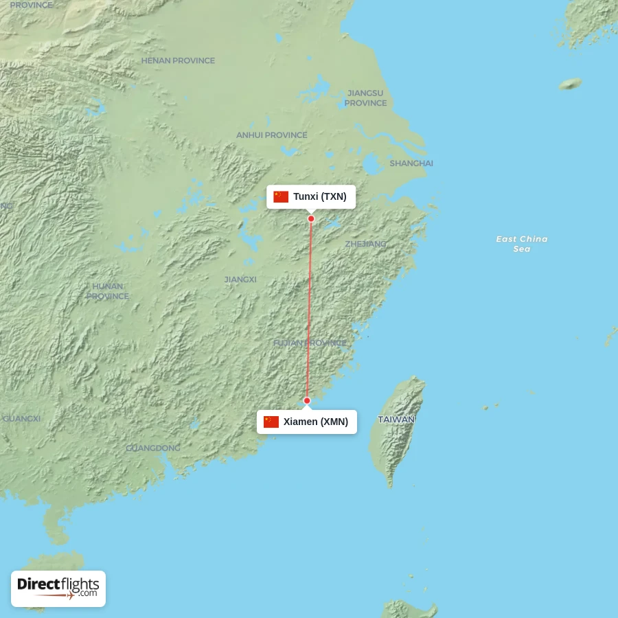 XMN - TXN route map