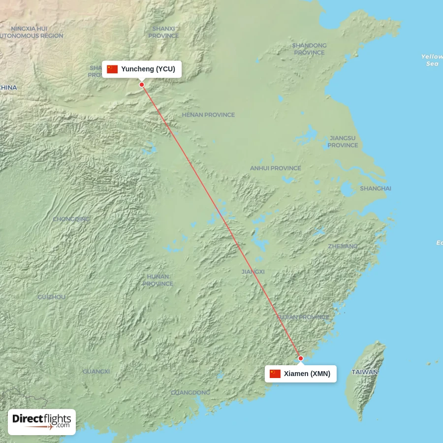 XMN - YCU route map