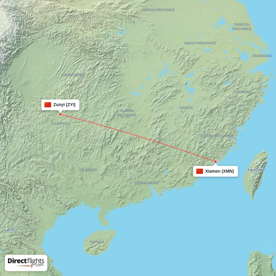 XMN - ZYI route map
