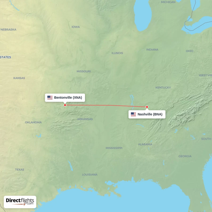 XNA - BNA route map