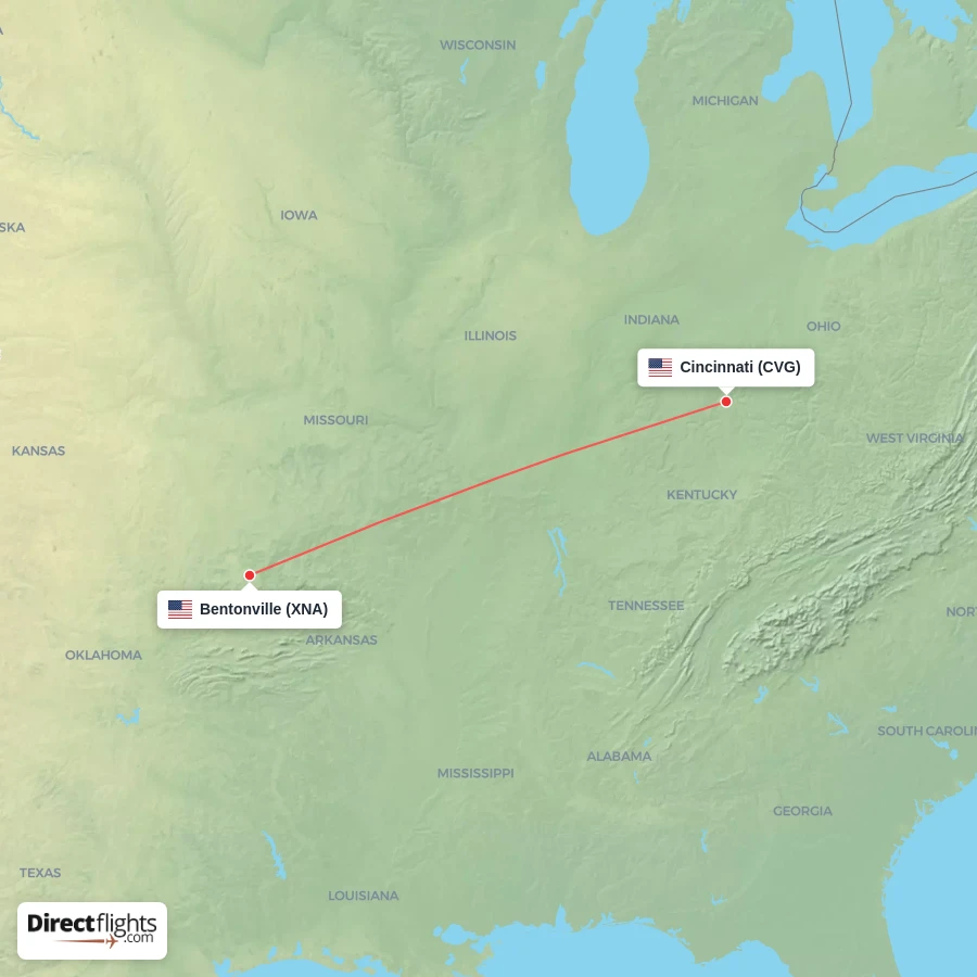 XNA - CVG route map