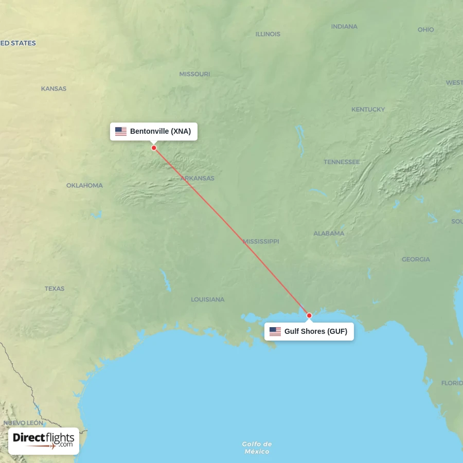 XNA - GUF route map