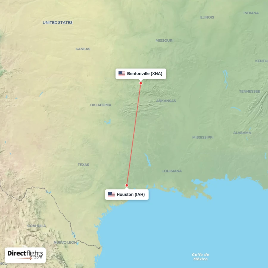 XNA - IAH route map