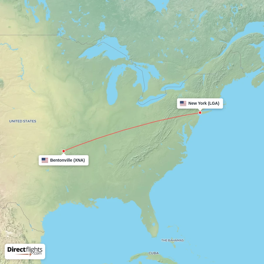 XNA - LGA route map