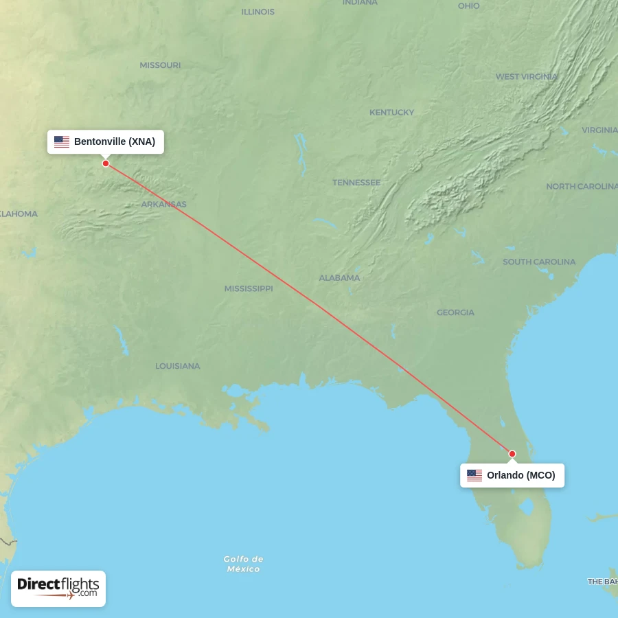 XNA - MCO route map