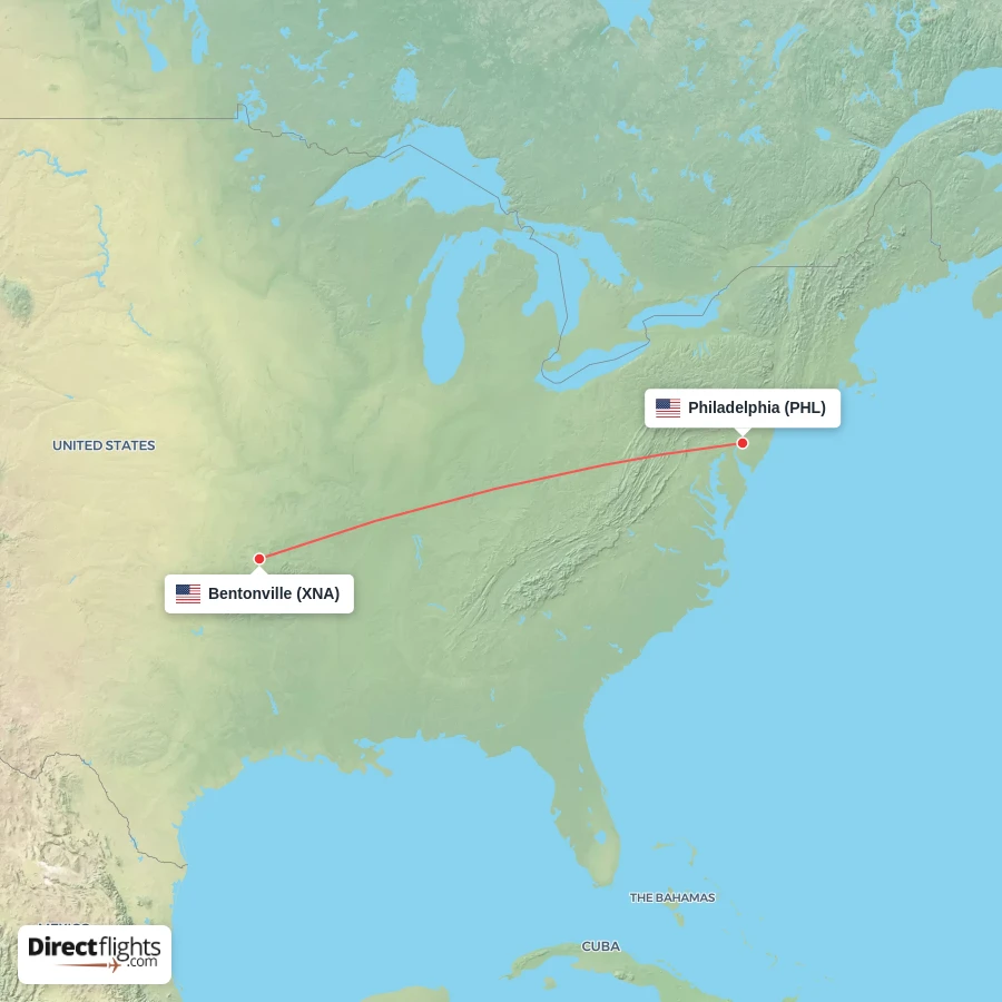 XNA - PHL route map