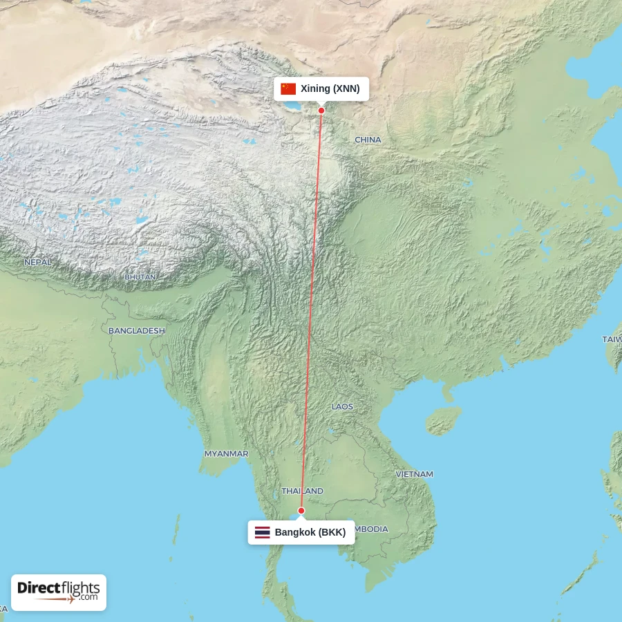 XNN - BKK route map