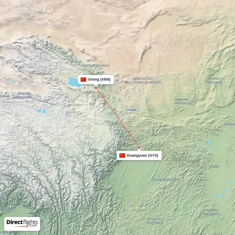 XNN - GYS route map