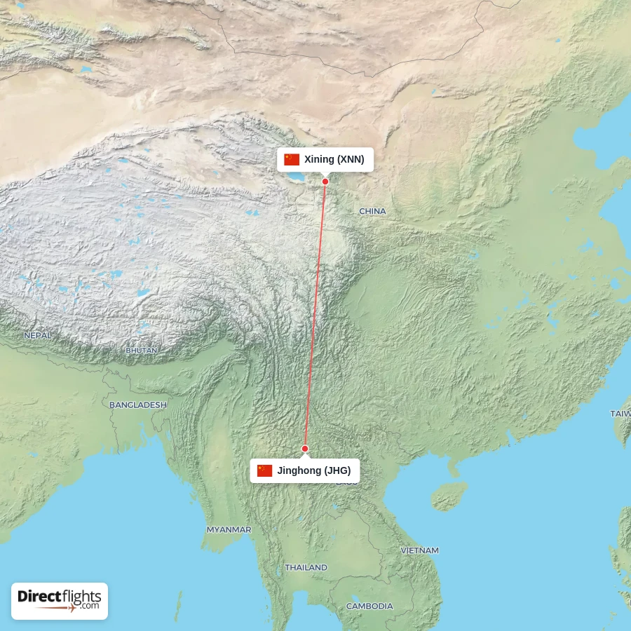 XNN - JHG route map