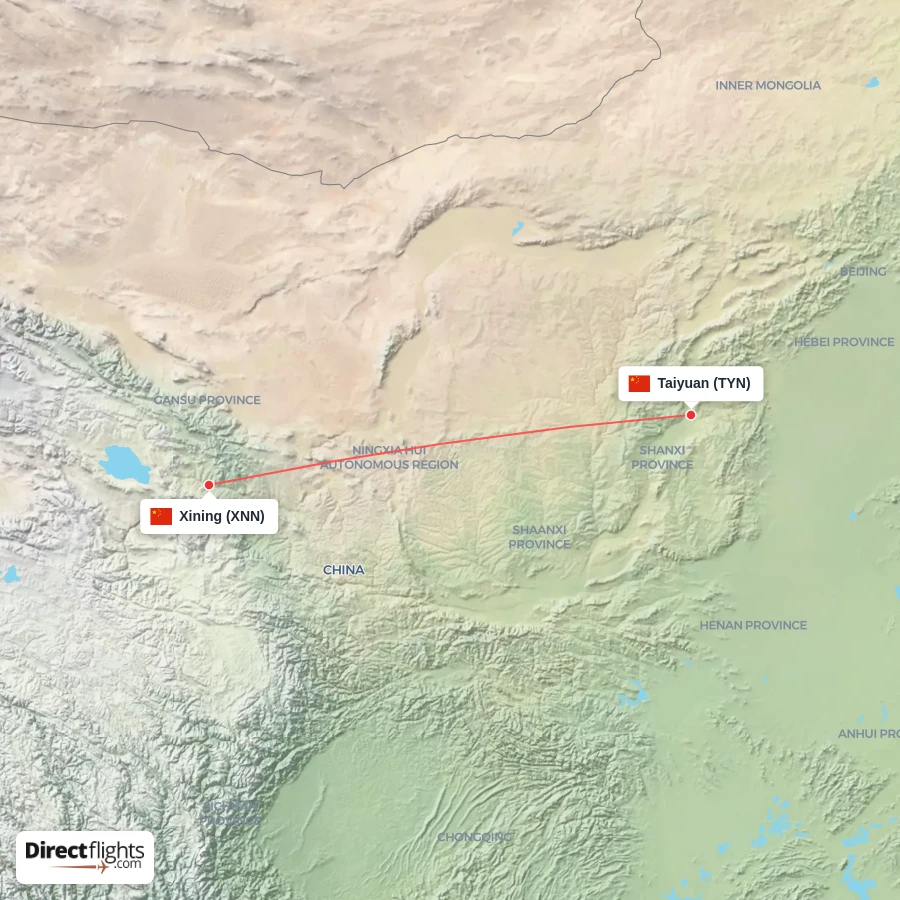 XNN - TYN route map