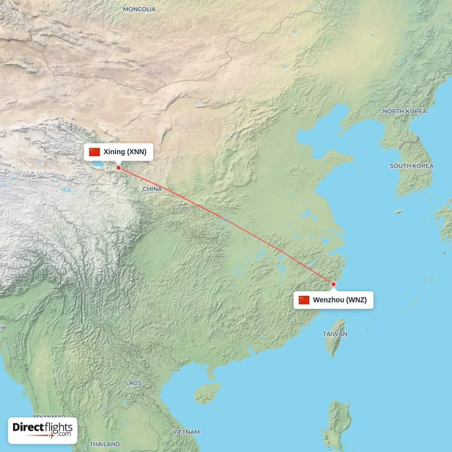 XNN - WNZ route map