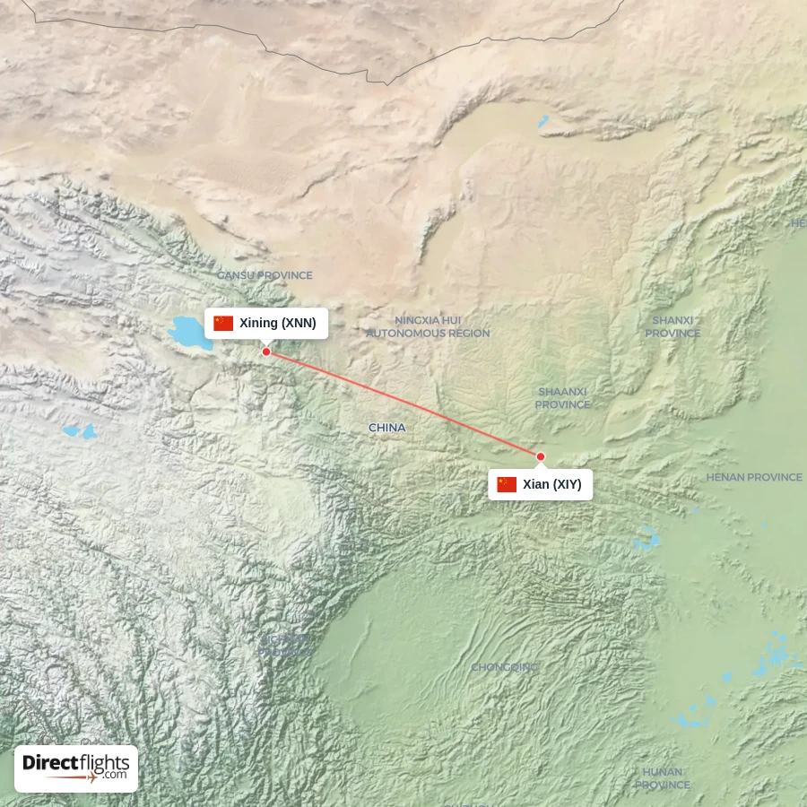 XNN - XIY route map