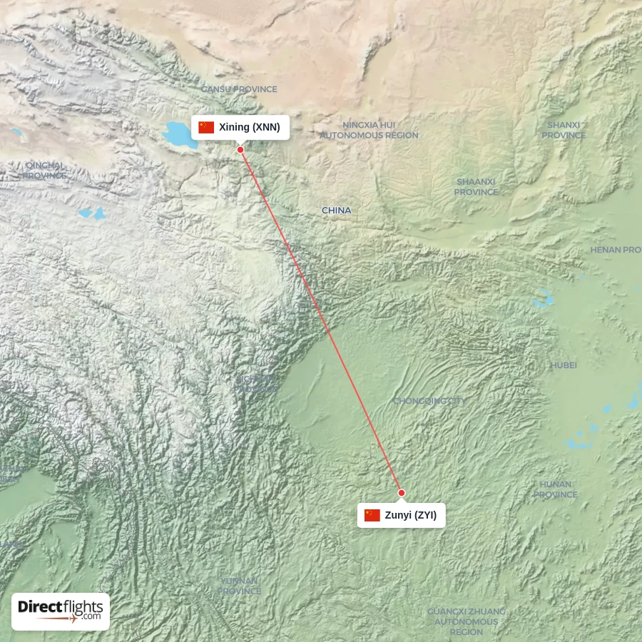 XNN - ZYI route map