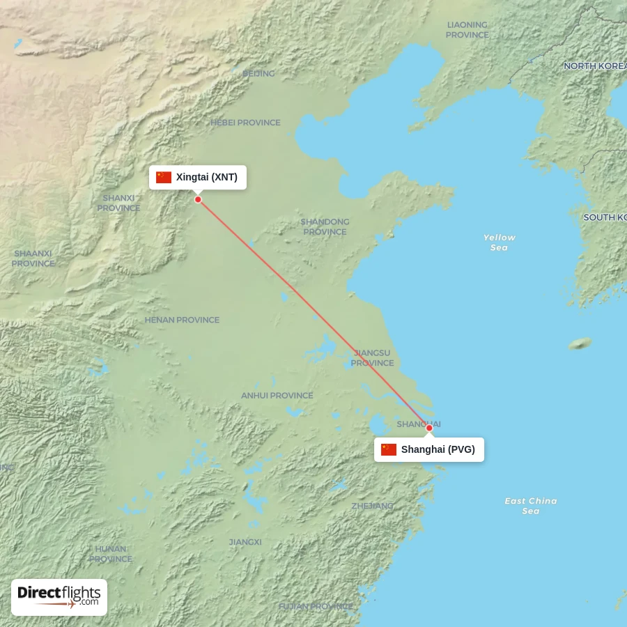 XNT - PVG route map