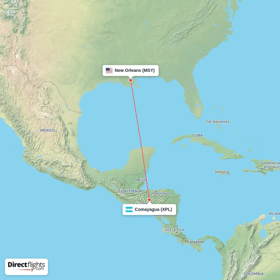 XPL - MSY route map