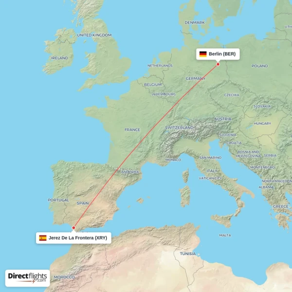 Jerez De La Frontera - Berlin direct flight map