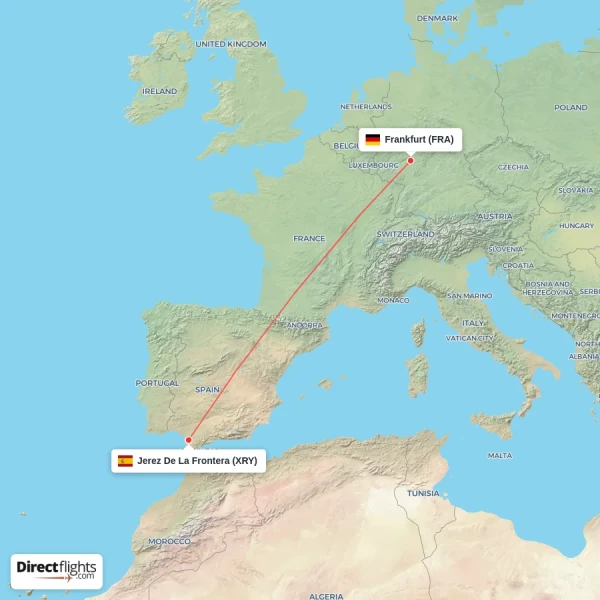 Jerez De La Frontera - Frankfurt direct flight map
