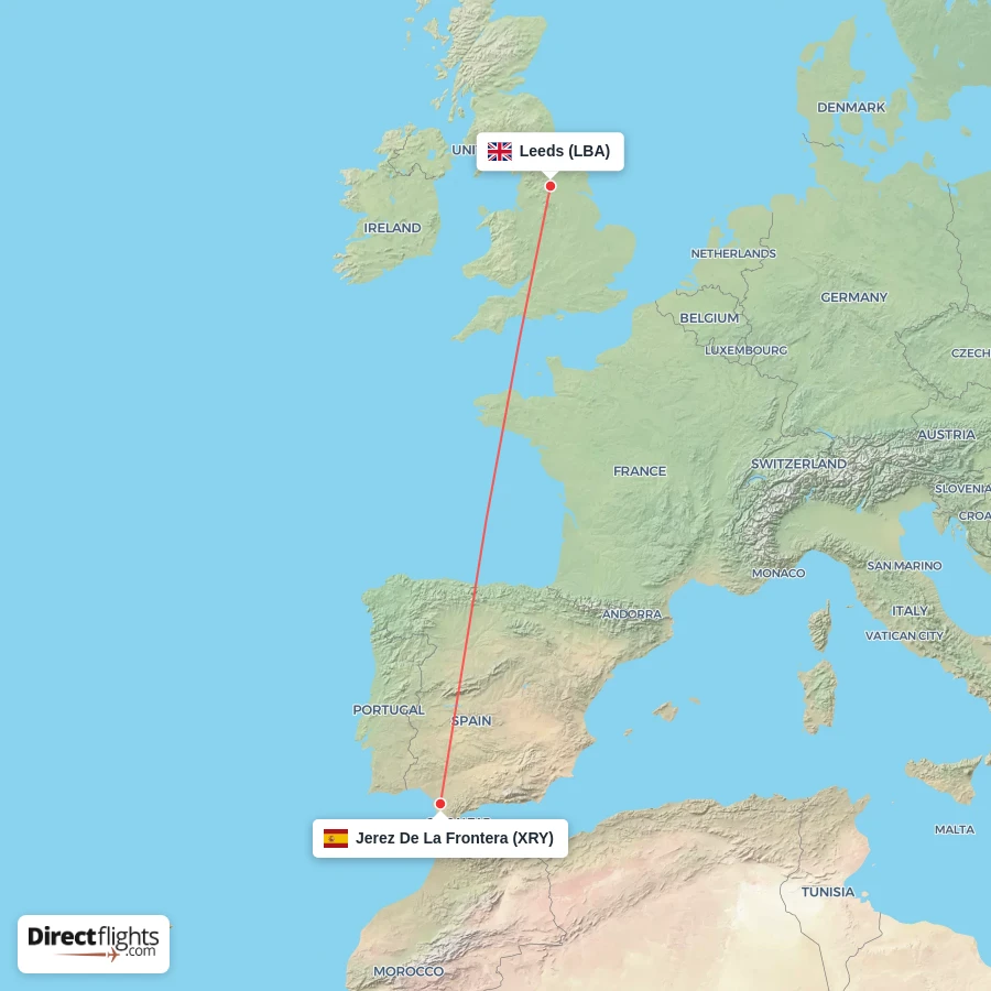XRY - LBA route map