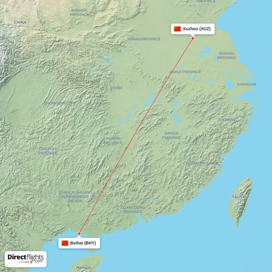 XUZ - BHY route map