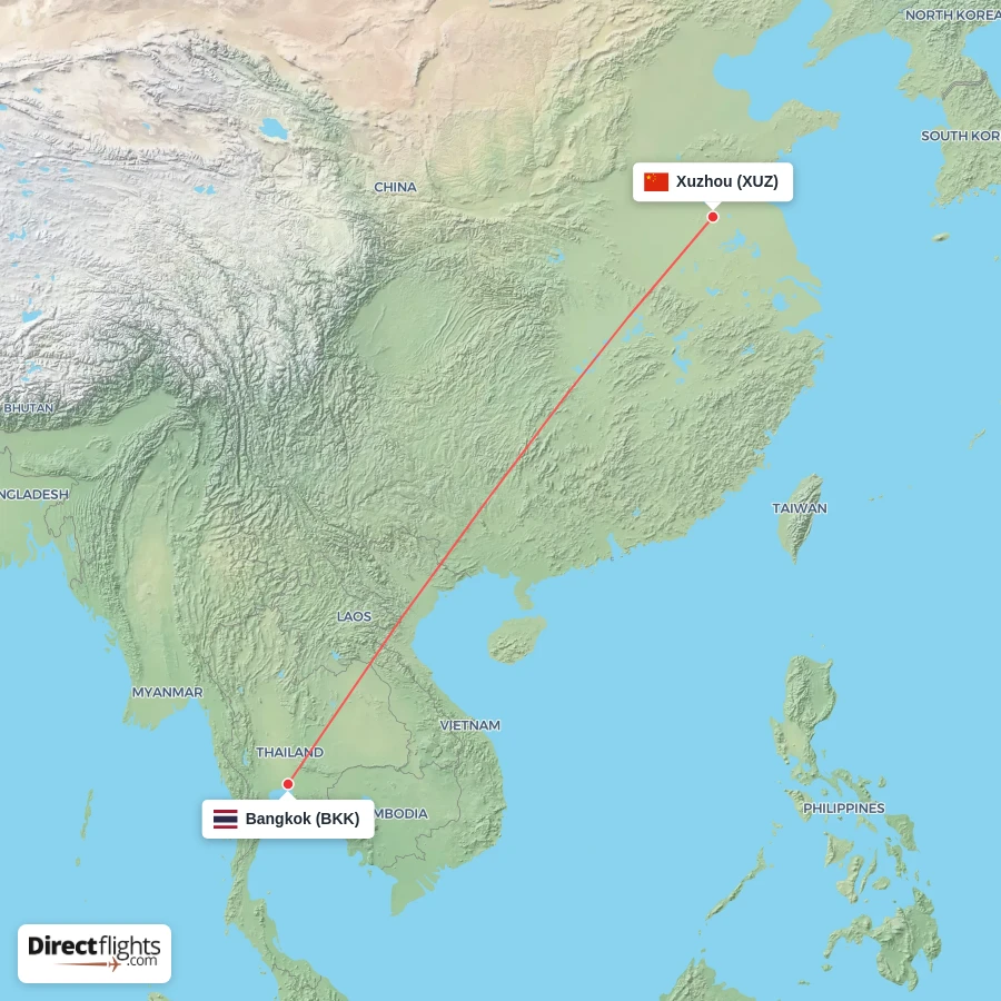 XUZ - BKK route map