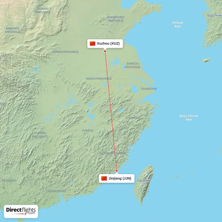 XUZ - JJN route map