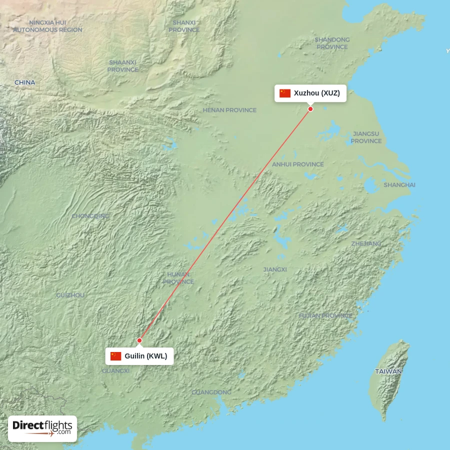 XUZ - KWL route map