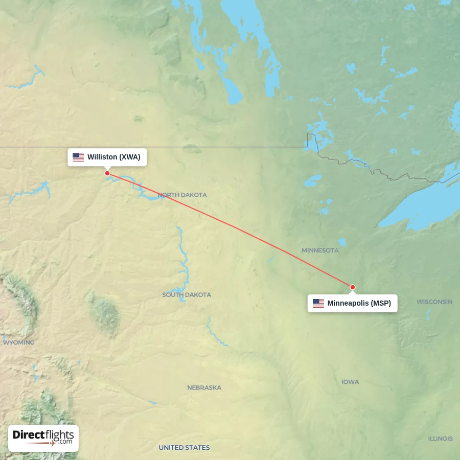 XWA - MSP route map