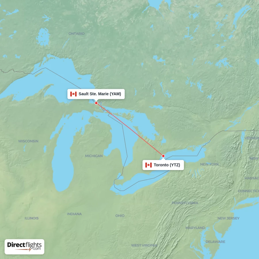 YAM - YTZ route map