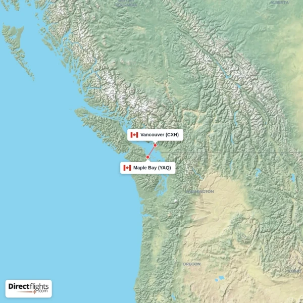 Maple Bay - Vancouver direct flight map