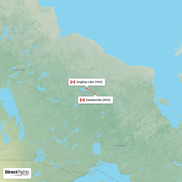 Angling Lake - Kasabonika direct flight map