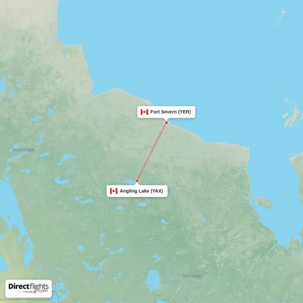 Angling Lake - Fort Severn direct flight map